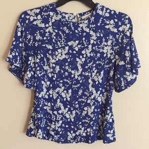 Blue with white flowered Blouse